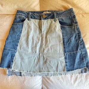 Jolt Two-Tone Denim Mini Skirt